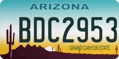 AZ license plate BDC2953