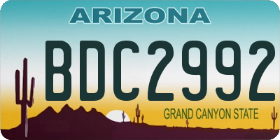 AZ license plate BDC2992