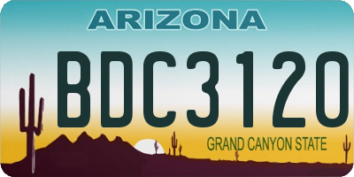 AZ license plate BDC3120