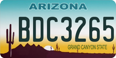 AZ license plate BDC3265