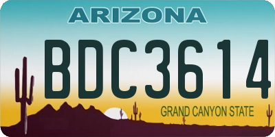 AZ license plate BDC3614