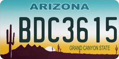 AZ license plate BDC3615