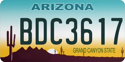 AZ license plate BDC3617