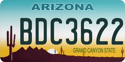 AZ license plate BDC3622