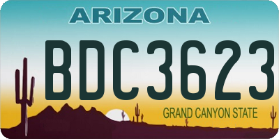 AZ license plate BDC3623