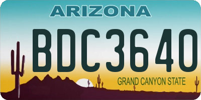 AZ license plate BDC3640