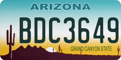 AZ license plate BDC3649