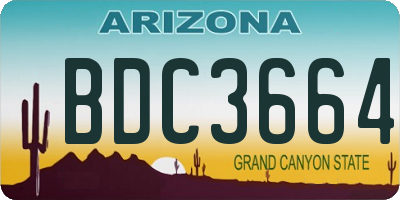 AZ license plate BDC3664