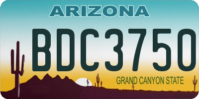 AZ license plate BDC3750