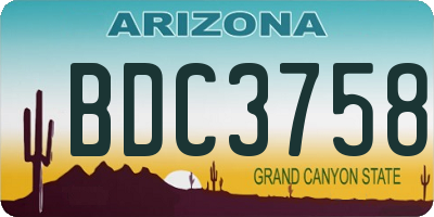 AZ license plate BDC3758