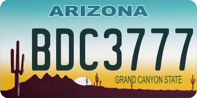 AZ license plate BDC3777