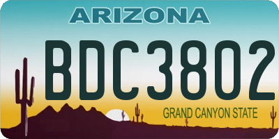 AZ license plate BDC3802