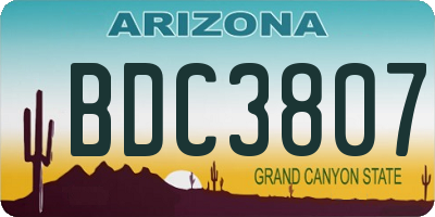 AZ license plate BDC3807