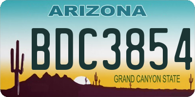 AZ license plate BDC3854