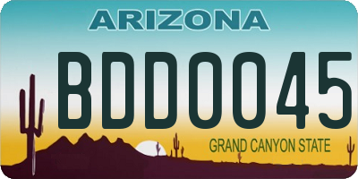 AZ license plate BDD0045