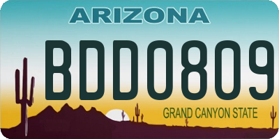 AZ license plate BDD0809