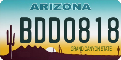 AZ license plate BDD0818