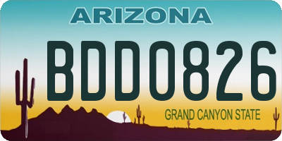 AZ license plate BDD0826