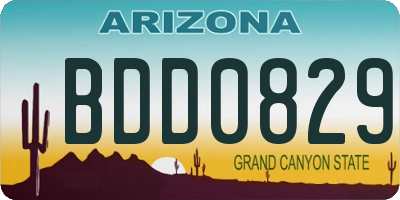 AZ license plate BDD0829