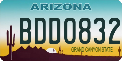 AZ license plate BDD0832