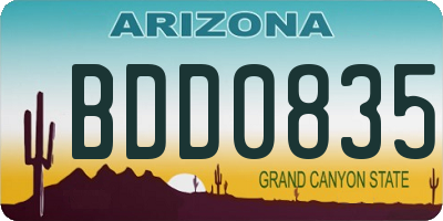 AZ license plate BDD0835