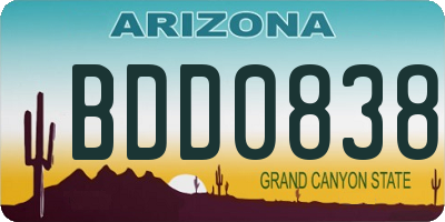 AZ license plate BDD0838