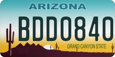 AZ license plate BDD0840