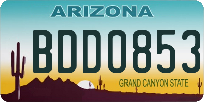 AZ license plate BDD0853