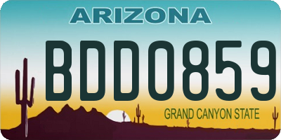 AZ license plate BDD0859