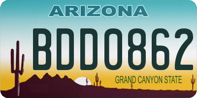 AZ license plate BDD0862