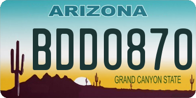 AZ license plate BDD0870