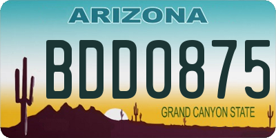 AZ license plate BDD0875