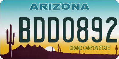 AZ license plate BDD0892