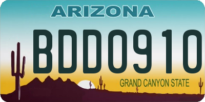 AZ license plate BDD0910