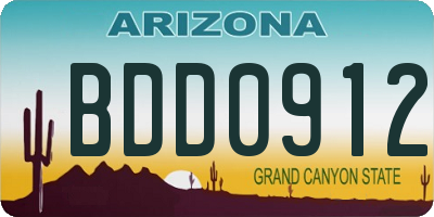 AZ license plate BDD0912