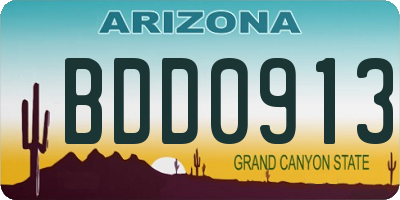 AZ license plate BDD0913