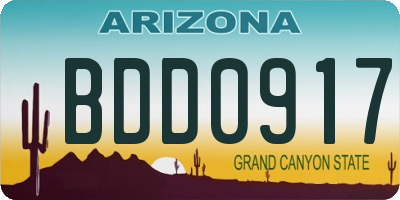 AZ license plate BDD0917