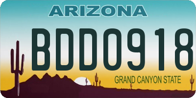 AZ license plate BDD0918