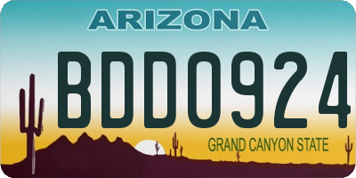 AZ license plate BDD0924