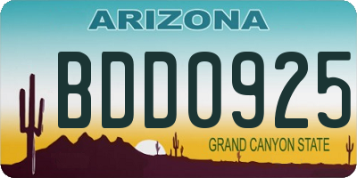 AZ license plate BDD0925