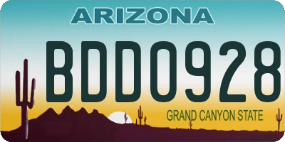 AZ license plate BDD0928