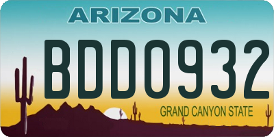 AZ license plate BDD0932