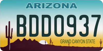AZ license plate BDD0937