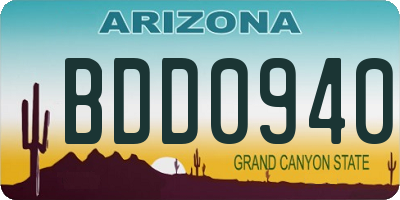 AZ license plate BDD0940