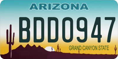 AZ license plate BDD0947