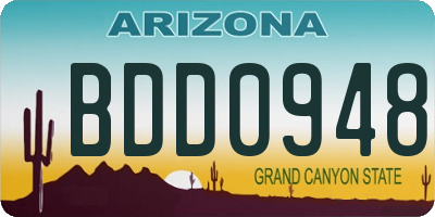 AZ license plate BDD0948