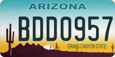 AZ license plate BDD0957