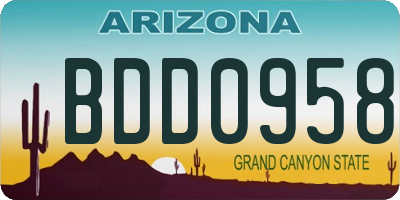 AZ license plate BDD0958