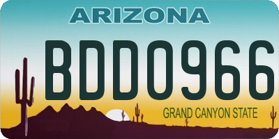 AZ license plate BDD0966