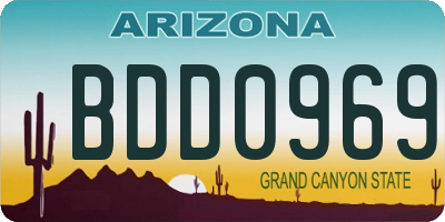 AZ license plate BDD0969